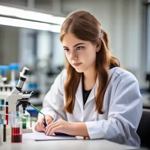 a young lady having a biology degree making test in a laboratory