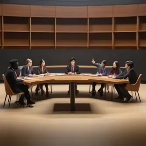 a group a person having a political science degree debating together