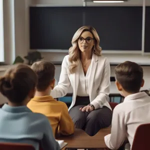 a female psychologist teaching to students