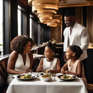 a family eating at a luxury restaurant