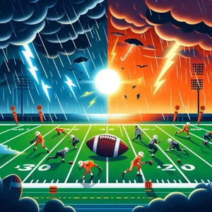 How does the weather impact the strategies used in American football?